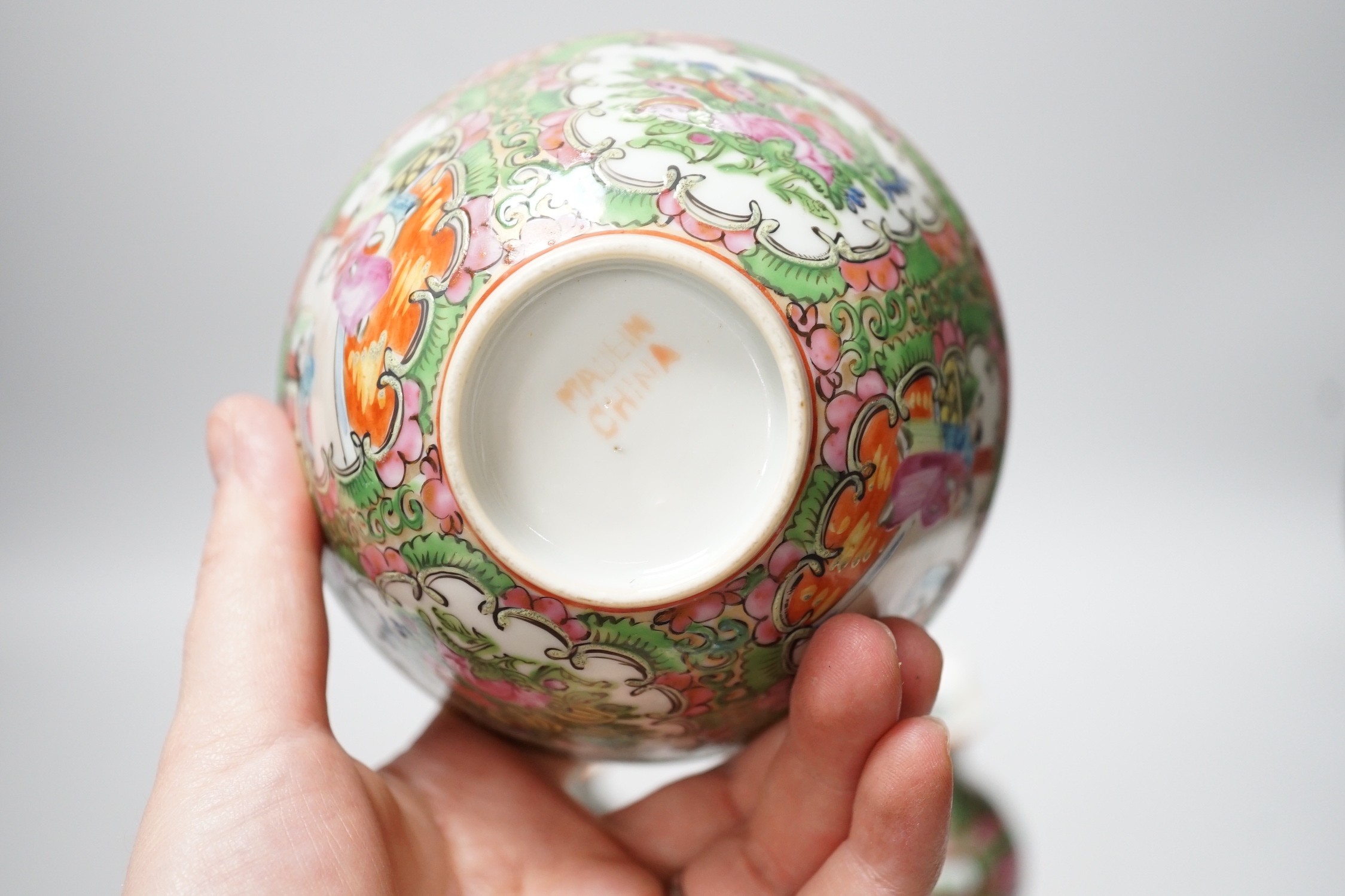 A group of 19th/20th century Chinese enamelled porcelain and a Samson armorial plate